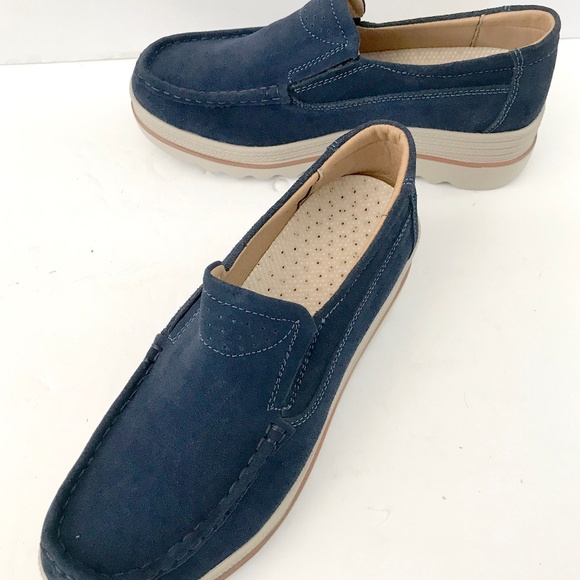 Navy Wedge Loafers 9 - Picture 6 of 7